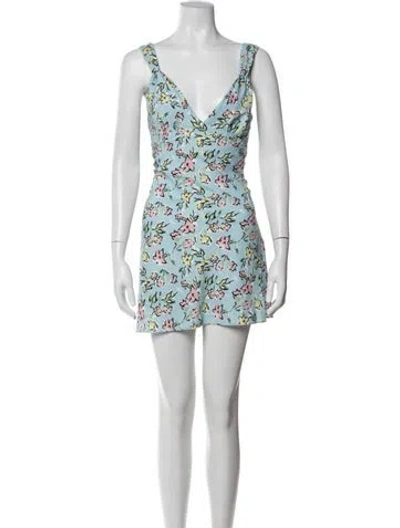 Pre-owned Frankies Bikinis Floral Print Mini Dress In Blue