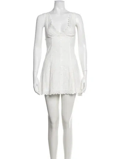 Pre-owned Frankies Bikinis Floral Print Mini Dress In Neutral