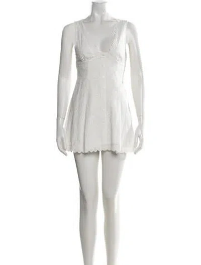 Pre-owned Frankies Bikinis Floral Print Mini Dress In Neutral