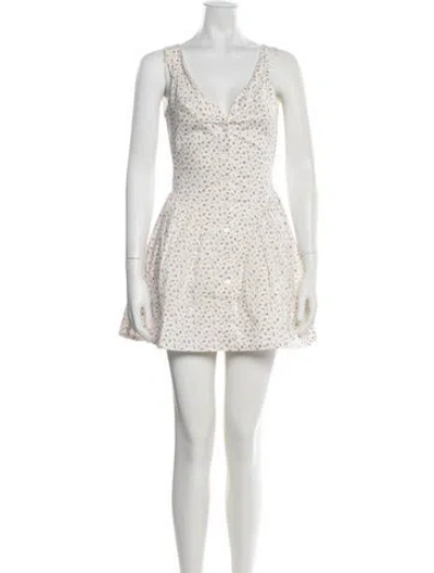 Pre-owned Frankies Bikinis Floral Print Mini Dress In Neutrals