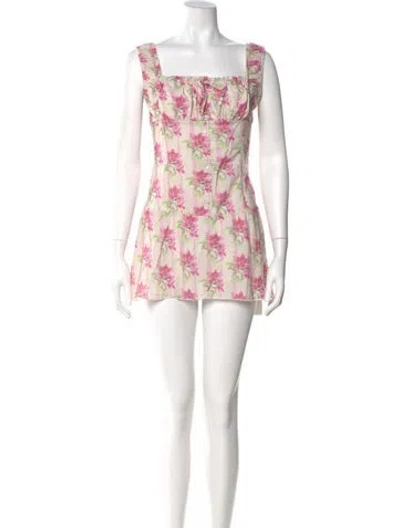 Pre-owned Frankies Bikinis Floral Print Mini Dress In Pink