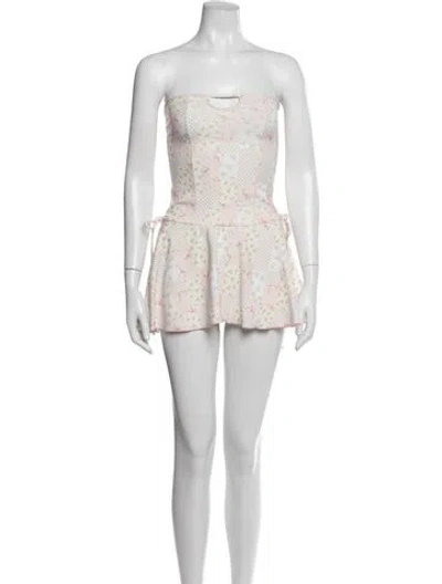 Pre-owned Frankies Bikinis Floral Print Mini Dress In Pink