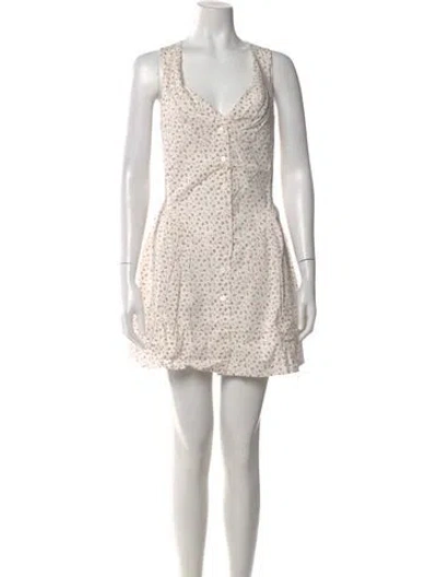 Pre-owned Frankies Bikinis Floral Print Mini Dress W/ Tags In Neutral