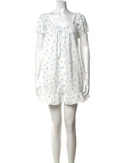 Pre-owned Frankies Bikinis Floral Print Mini Dress W/ Tags In White