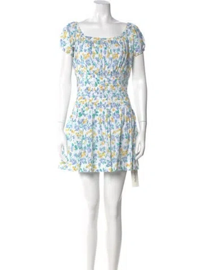 Pre-owned Frankies Bikinis Floral Print Mini Dress In White