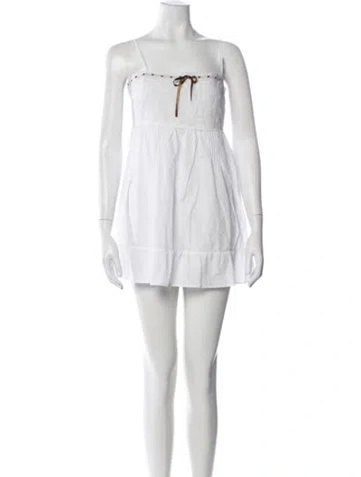 Pre-owned Frankies Bikinis Floral Print Mini Dress In White