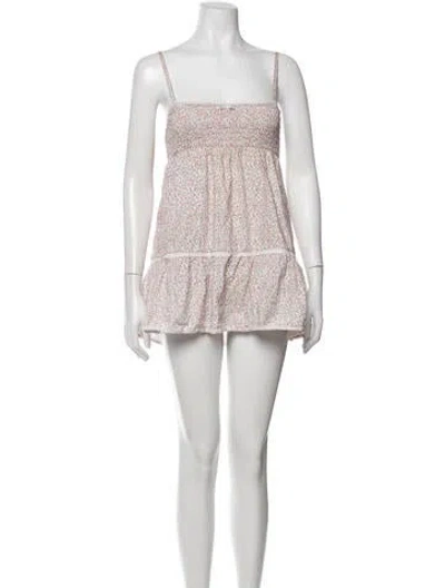 Pre-owned Frankies Bikinis Floral Print Mini Dress In White
