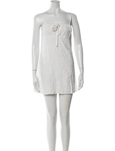 Pre-owned Frankies Bikinis Floral Print Mini Dress In White