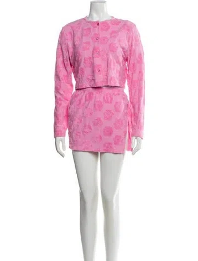 Pre-owned Frankies Bikinis Floral Print Skirt Set In Pink