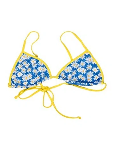 Pre-owned Frankies Bikinis Floral Print Top In Blue