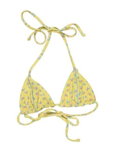 Pre-owned Frankies Bikinis Floral Print Top In Blue