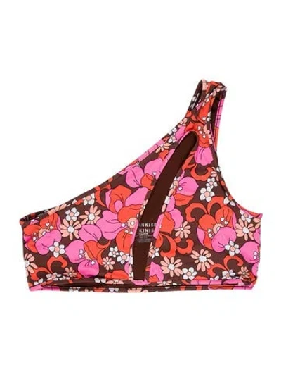 Pre-owned Frankies Bikinis Floral Print Top In Brown