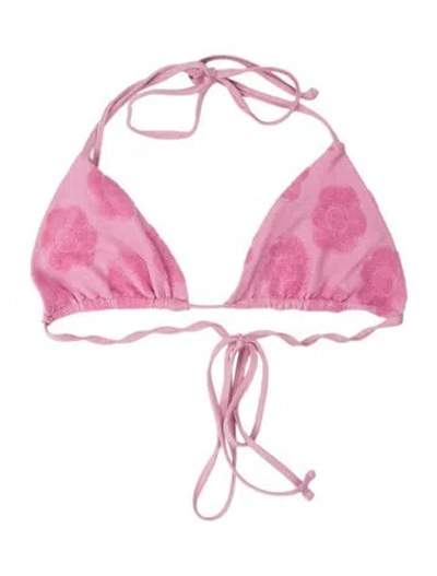 Pre-owned Frankies Bikinis Floral Print Top In Pink
