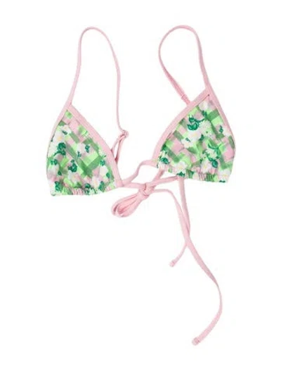 Pre-owned Frankies Bikinis Floral Print Top In Pink