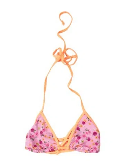 Pre-owned Frankies Bikinis Floral Print Top In Pink