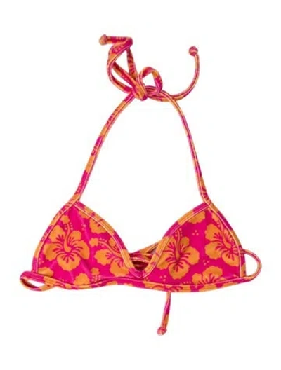 Pre-owned Frankies Bikinis Floral Print Top In Pink