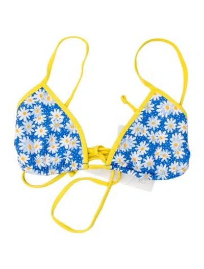 Pre-owned Frankies Bikinis Floral Print Top W/ Tags In Blue