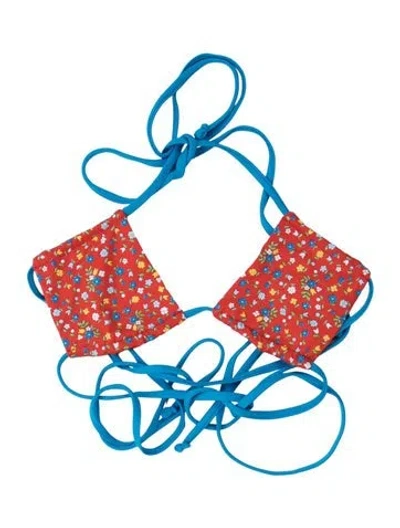 Pre-owned Frankies Bikinis Floral Print Top W/ Tags In Blue