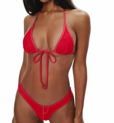 Frankies Bikinis Full Moon Denim Bikini Bottom In Red