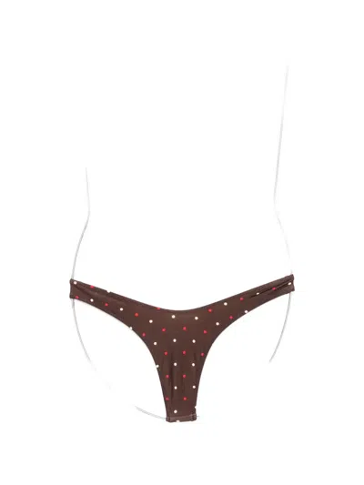Frankies Bikinis Full Moon Polka-dot Bikini Bottoms In Brown