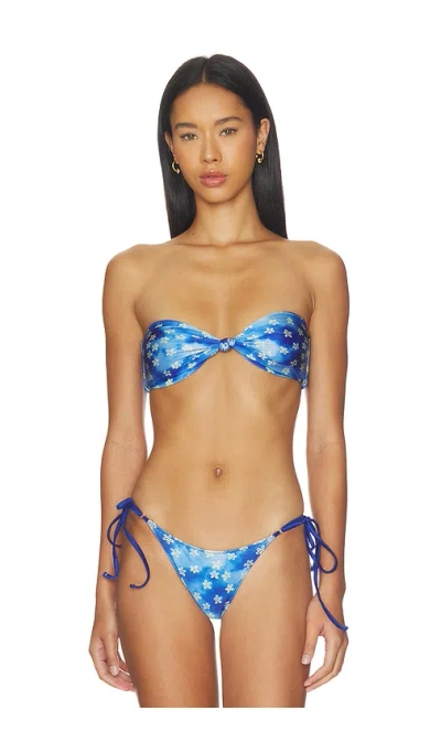 Frankies Bikinis Gigi Satin Bandeau Bikini Top In Multi