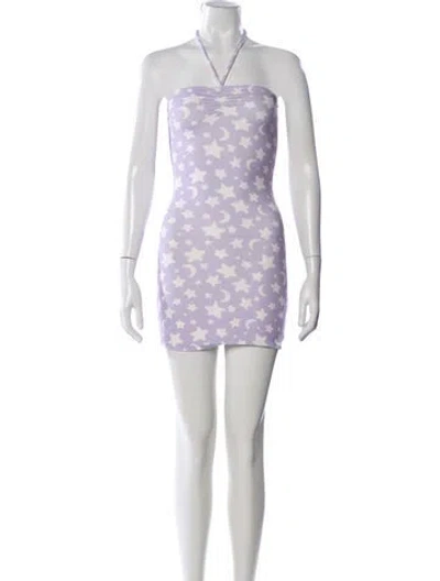 Pre-owned Frankies Bikinis Graphic Print Mini Dress In Purple