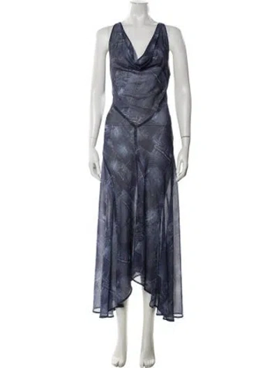 Pre-owned Frankies Bikinis Graphic Print Nightgown In Blue