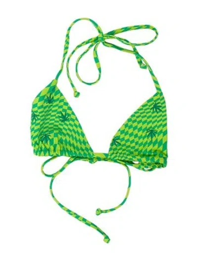 Pre-owned Frankies Bikinis Graphic Print Top In Green