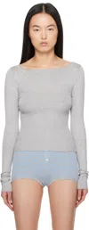 Frankies Bikinis Gray Theo Knit Sweater In Ash