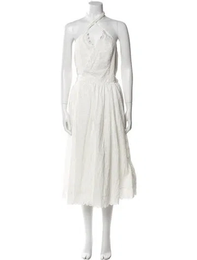 Pre-owned Frankies Bikinis Halterneck Midi Length Dress W/ Tags In White