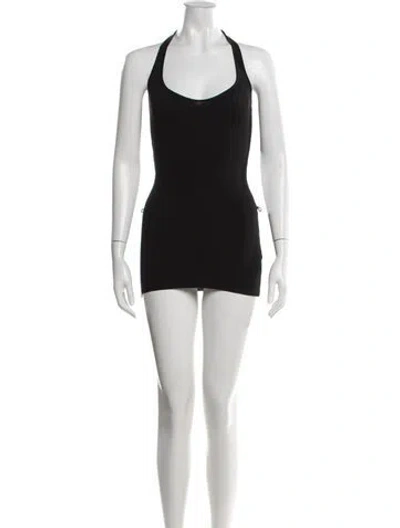 Pre-owned Frankies Bikinis Halterneck Mini Dress In Black