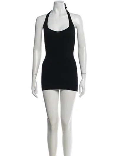 Pre-owned Frankies Bikinis Halterneck Mini Dress In Black