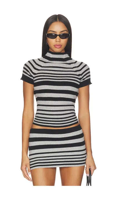 Frankies Bikinis Harmony Cloud Knit Mock Neck Tee In Bondi