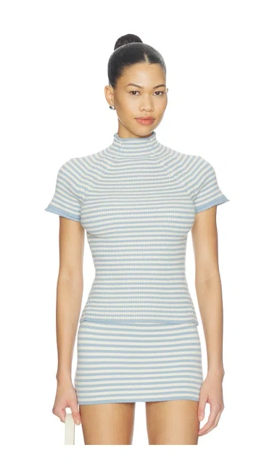 Frankies Bikinis Harmony Cloud Knit Mock Neck Tee In Multi