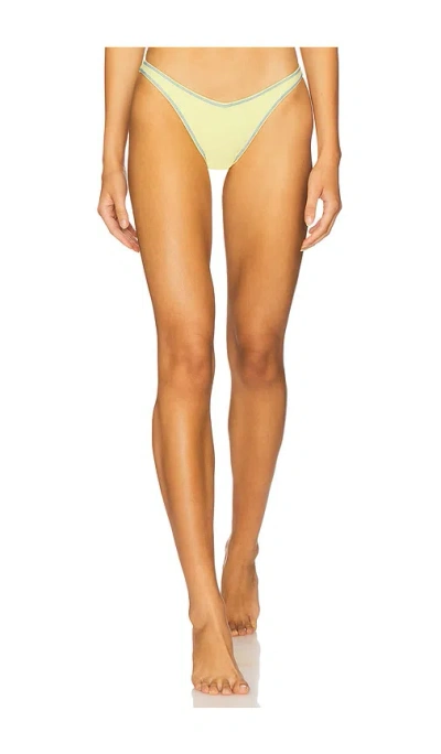 Frankies Bikinis Harper Ribbed Bikini Bottom In Yellow
