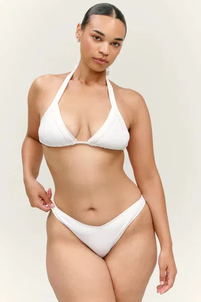 Frankies Bikinis Harper Ribbed Bikini Bottom In Marry Me In White
