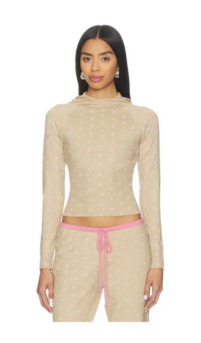 Frankies Bikinis Hazel Cloud Knit Hoodie In Pink Ornaments