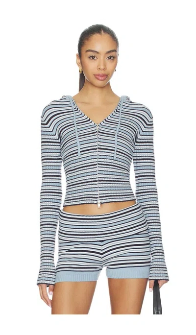 Frankies Bikinis Heritage Cloud Knit Hoodie In Blue