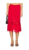 Frankies Bikinis Hideaway Satin Midi Skirt In Multi