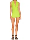 Frankies Bikinis Jane Terry Romper In Siren Green In Multi