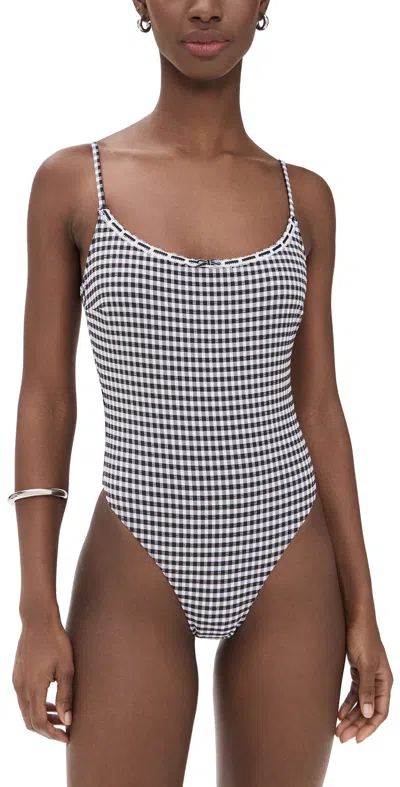Frankies Bikinis Juliet Seersucker Gingham One Piece Blackberry Gingham