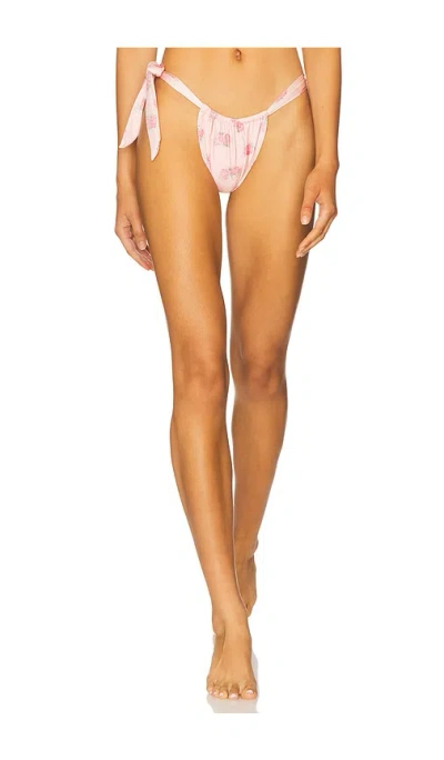 Frankies Bikinis Kealy Satin Bikini Bottom In Pink