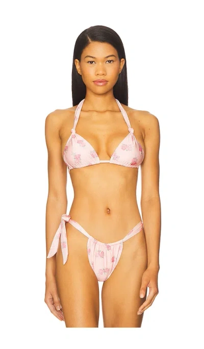 Frankies Bikinis Kealy Satin Bikini Top In Multi