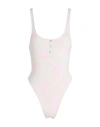 Frankies Bikinis Lace On The Beach Woman One-piece Swimsuit Ivory Size L Nylon, Elastane In White