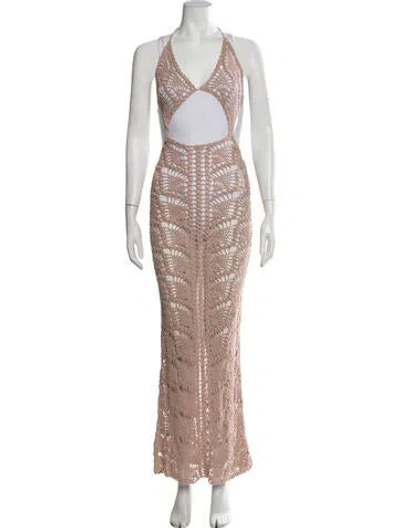 Pre-owned Frankies Bikinis Lace Pattern Long Dress In Multicolor