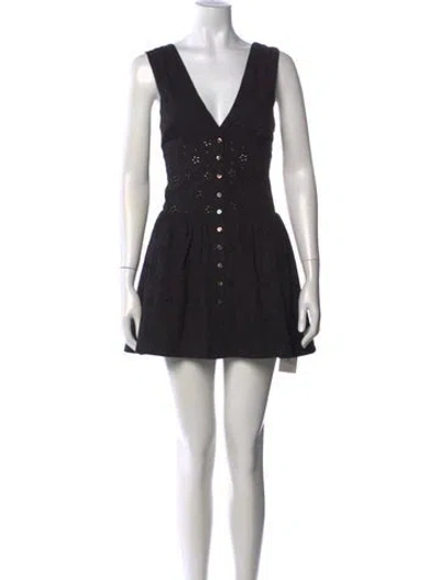 Pre-owned Frankies Bikinis Lace Pattern Mini Dress In Black