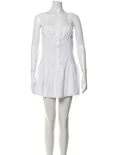 Pre-owned Frankies Bikinis Lace Pattern Mini Dress In Neutrals