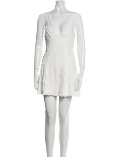 Pre-owned Frankies Bikinis Lace Pattern Mini Dress In Neutrals