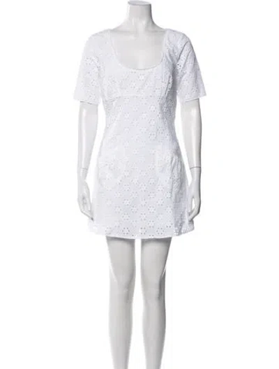 Pre-owned Frankies Bikinis Lace Pattern Mini Dress W/ Tags In White