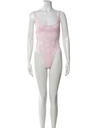 Pre-owned Frankies Bikinis Lace Pattern One-piece W/ Tags In Pink